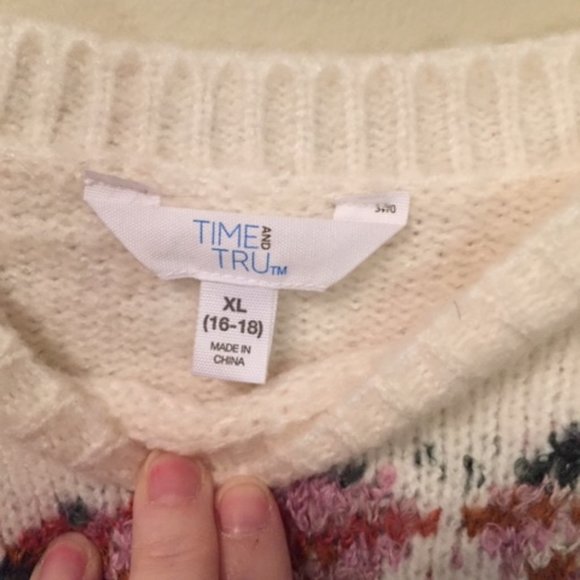 NWT - sweater, multi-colors/cream base, XL 16-18 - Picture 3 of 7